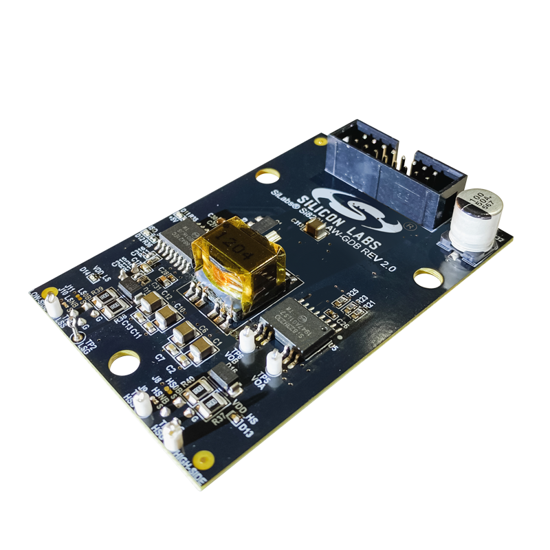 Product shot of the Silicon Labs Si823Hx Half Bridge Gate Driver Board