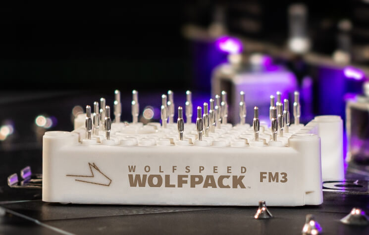 Figure 1: WolfPACK FM3 power module with pin grid design, allowing flexibility and scalability