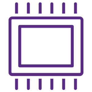 Illustrated icon showing a microchip that represents our Packaging and TDI sites