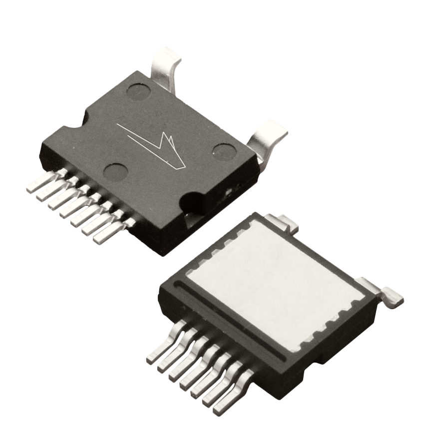 Composite image of the top & bottom of Wolfspeed's Discrete Silicon Carbide (SiC) MOSFET in a TSC (U2) package.